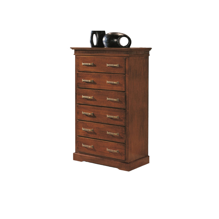 Cassettiera classica 6 cassetti in legno tinta noce l.89 p.45 h.139 - Mobili 2G