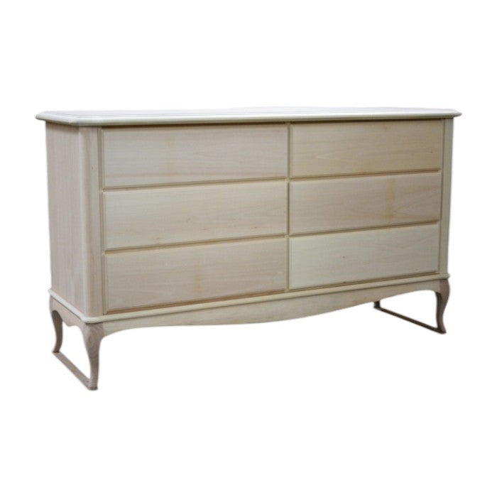 Cassettiera classica 6 cassetti legno grezzo 141x47x90 - Mobili 2G
