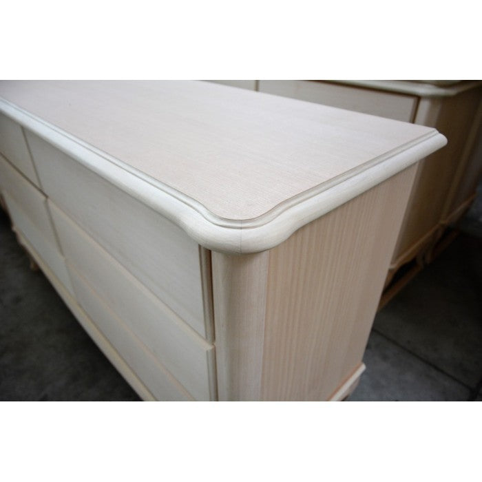 Cassettiera classica 6 cassetti legno grezzo 141x47x90 - Mobili 2G