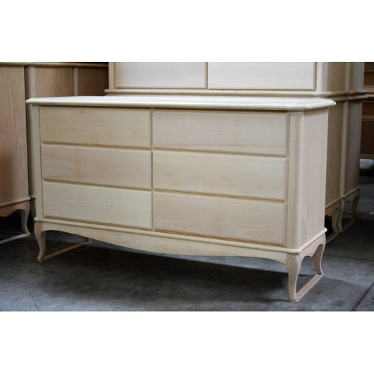 Cassettiera classica 6 cassetti legno grezzo 141x47x90 - Mobili 2G