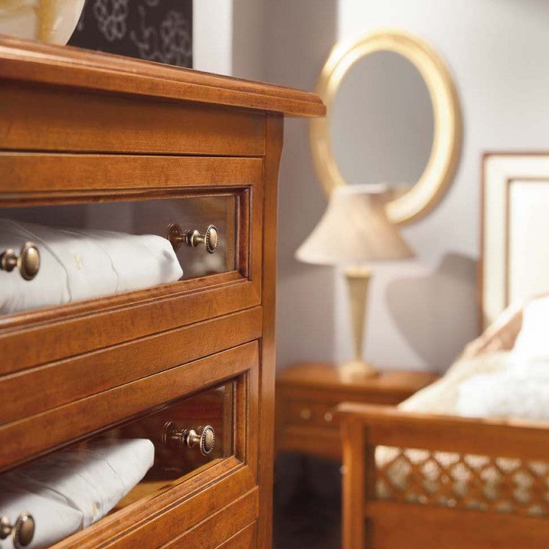 Cassettiera classica 6 cassetti legno intarsiata bassano 69x43x131 - Mobili 2G