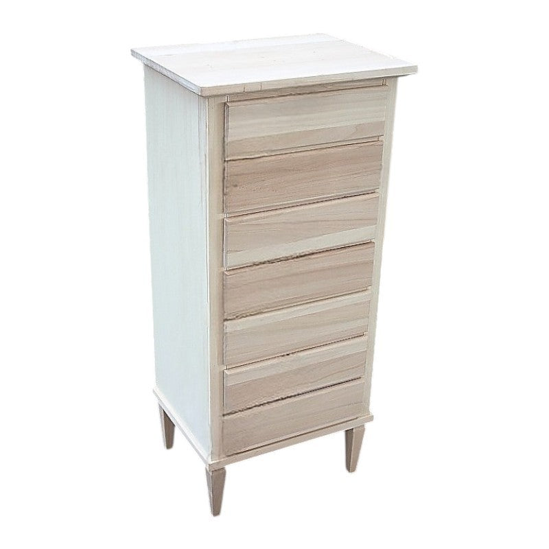 cassettiera classica 7 cassetti legno grezzo 49x37x106 (1113) - Mobili 2G