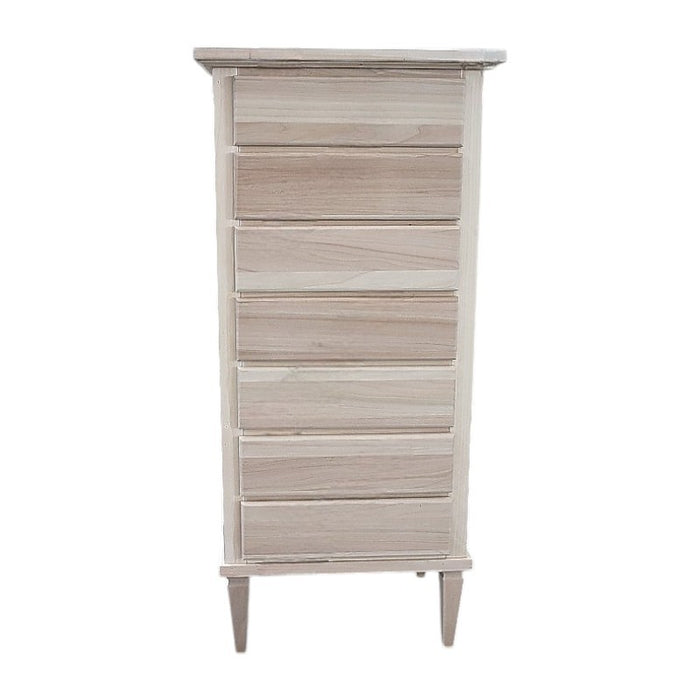 cassettiera classica 7 cassetti legno grezzo 49x37x106 (1113) - Mobili 2G