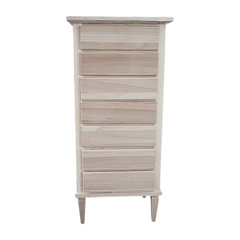 cassettiera classica 7 cassetti legno grezzo 49x37x106 (1113) - Mobili 2G