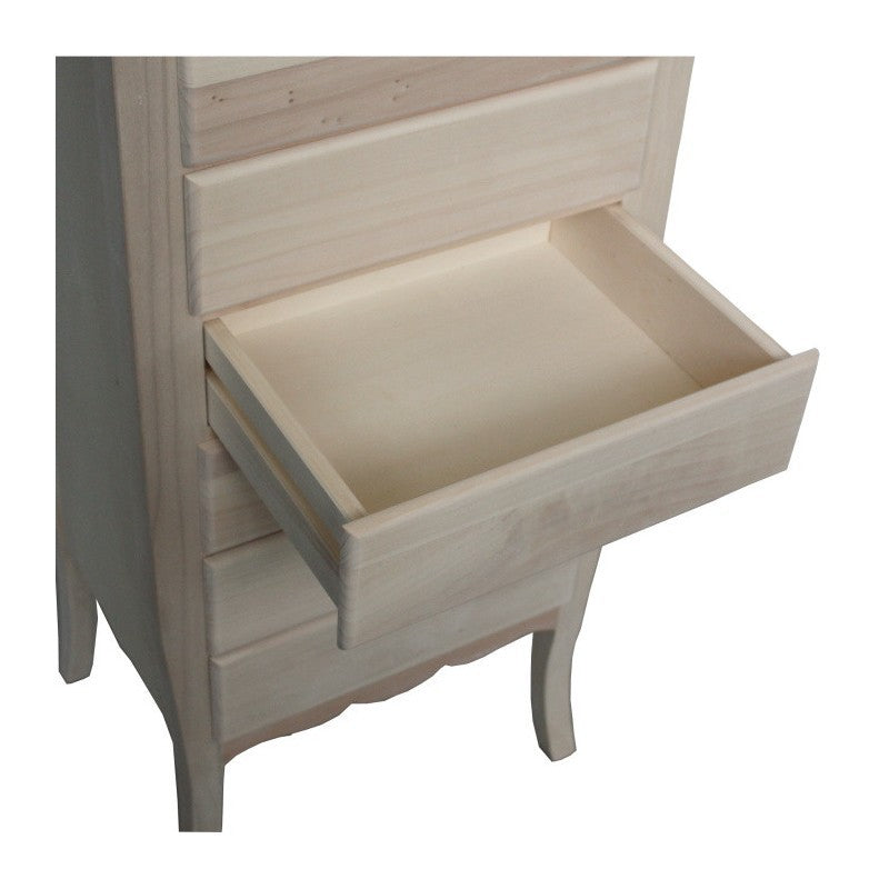  cassettiera classica 7 cassetti legno grezzo 50x37x107 - Mobili 2G