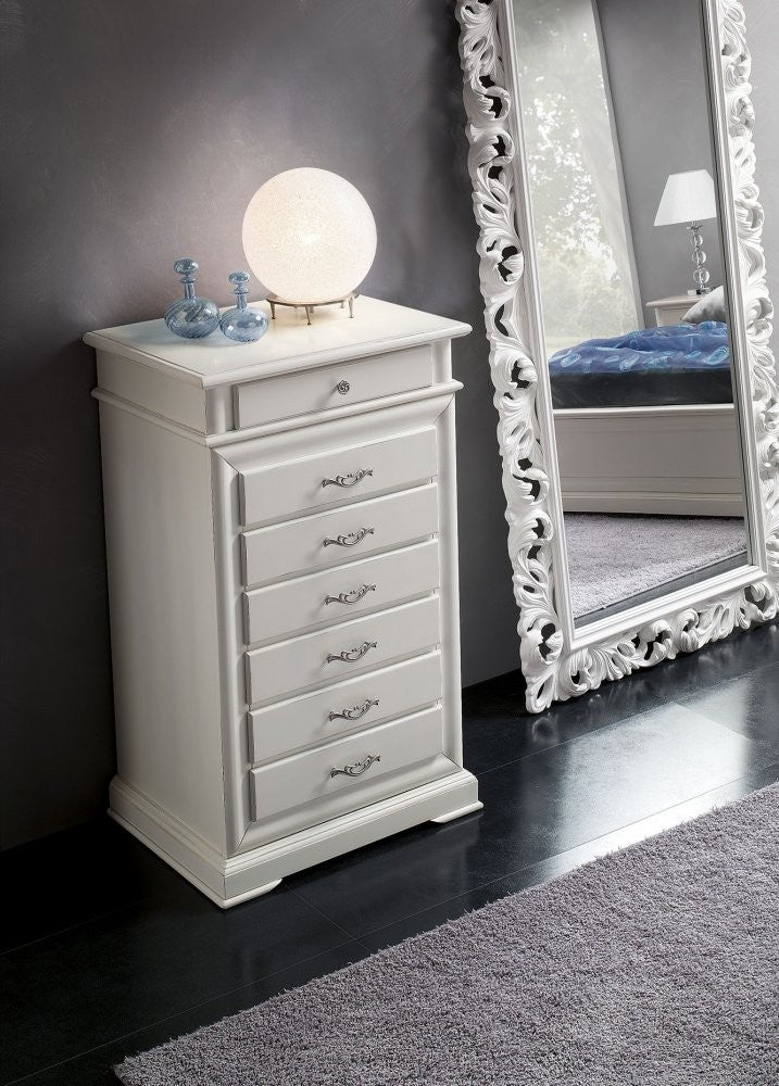 Cassettiera classica 7 cassetti legno grezzo 71x53x117 (3007) - Mobili 2G