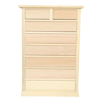 Cassettiera classica 8 cassetti in legno grezzo 87x40x125 - Mobili 2G