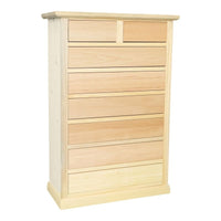 Cassettiera classica 8 cassetti in legno grezzo 87x40x125 - Mobili 2G