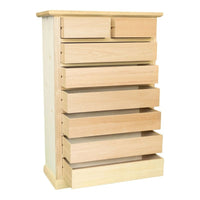 Cassettiera classica 8 cassetti in legno grezzo 87x40x125 - Mobili 2G