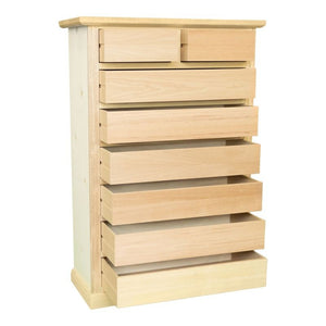 Cassettiera classica 8 cassetti in legno grezzo 87x40x125 - Mobili 2G