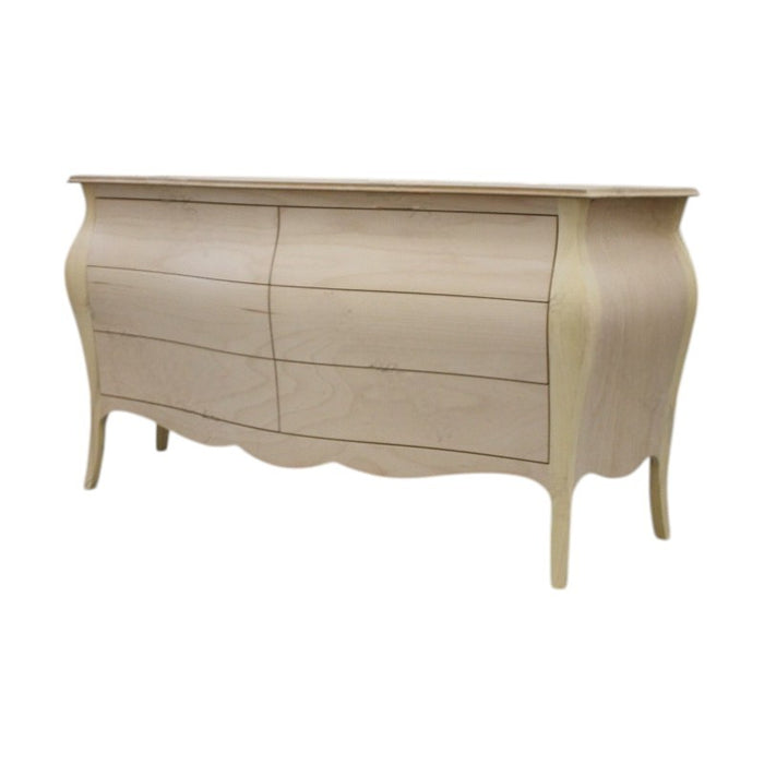 Cassettiera classica bombata in legno 6 cassetti grezzo l.162 p.58 h.85 (3246) - Mobili 2G