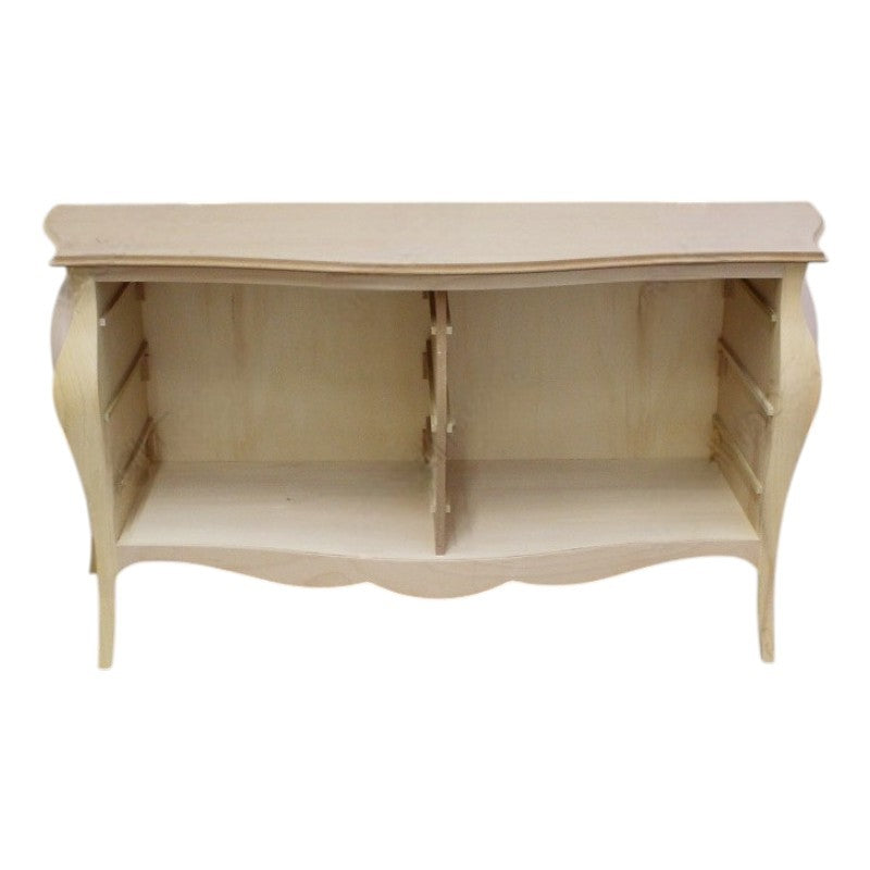 Cassettiera classica bombata in legno 6 cassetti grezzo l.162 p.58 h.85 (3246) - Mobili 2G