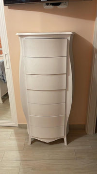 Cassettiera classica bombata legno bianco 74x37x142 - Mobili 2G