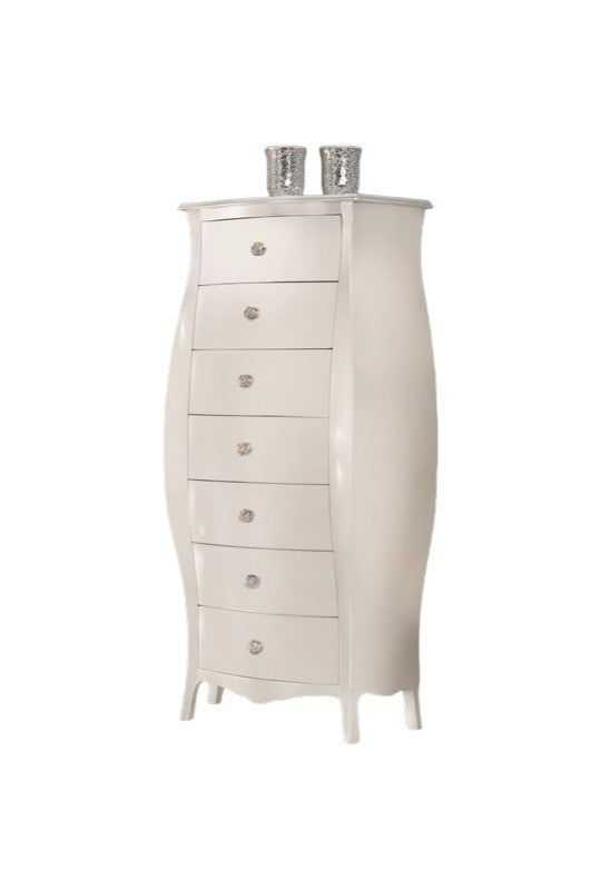 Cassettiera classica bombata legno bianco 74x37x142 - Mobili 2G