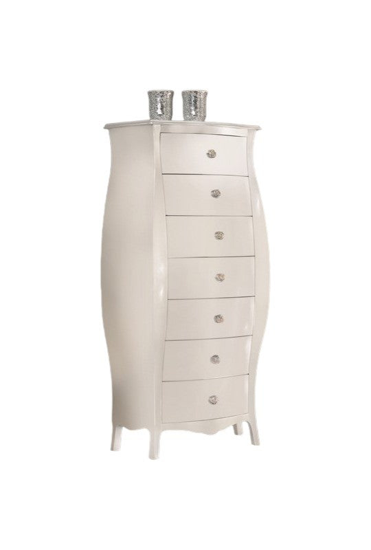 Cassettiera classica bombata legno bianco 74x37x142 - Mobili 2G