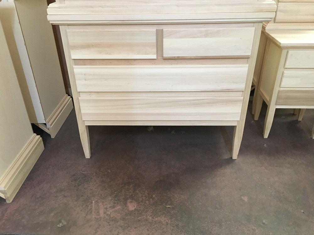 Cassettiera classica in legno 4 cassetti grezzo l.110 p.51 h.90