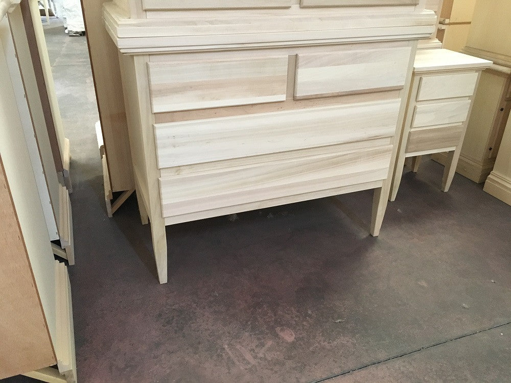 Cassettiera classica in legno 4 cassetti grezzo l.110 p.51 h.90