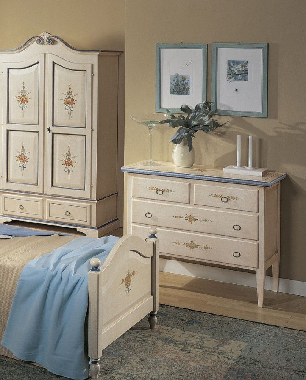 Cassettiera classica in legno 4 cassetti grezzo l.110 p.51 h.90