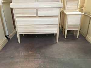 Cassettiera classica in legno 4 cassetti grezzo l.110 p.51 h.90