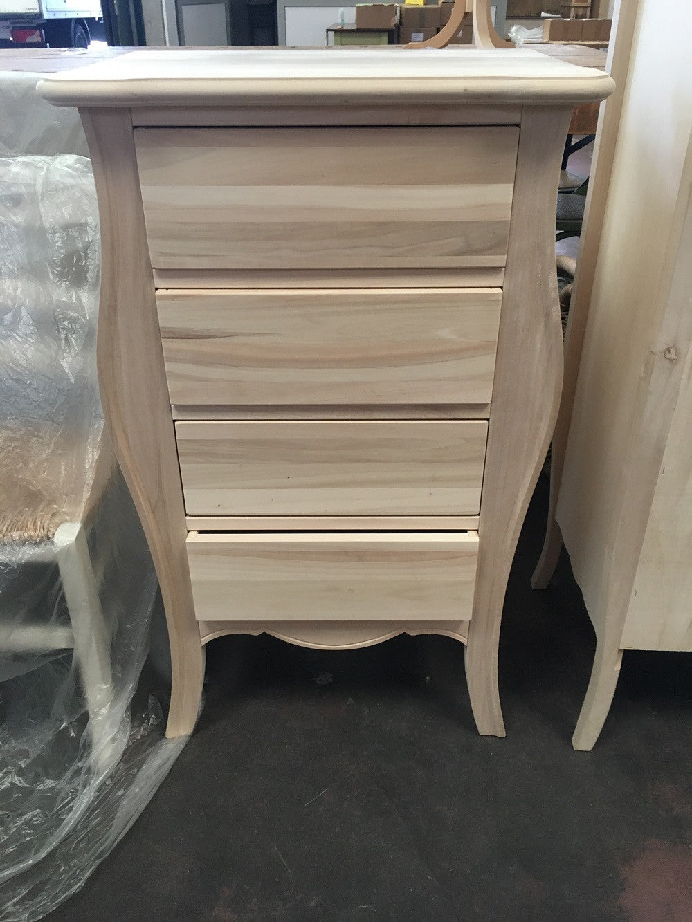 Cassettiera classica in legno 4 cassetti grezzo l.62 p.42 h.105 (3034) - Mobili 2G