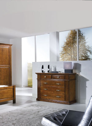 Cassettiera classica in legno 5 cassetti grezzo l.128 p.54 h.100 (2163) - Mobili 2G