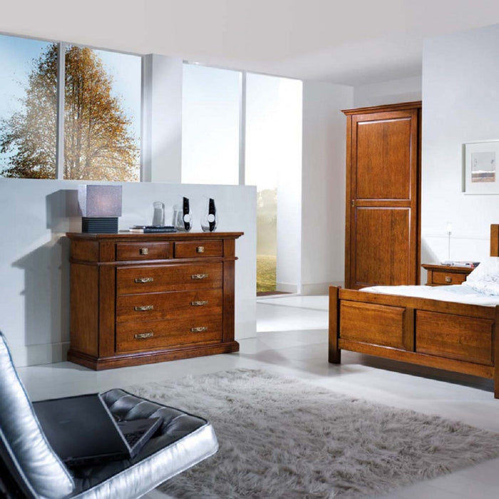 Cassettiera classica in legno  5 cassetti tinta noce l.128 x p.54 h.100 (2163) - Mobili 2G