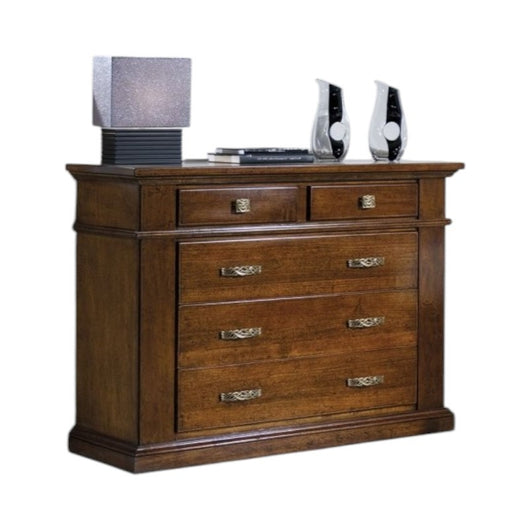 Cassettiera classica in legno  5 cassetti tinta noce l.128 x p.54 h.100 (2163) - Mobili 2G