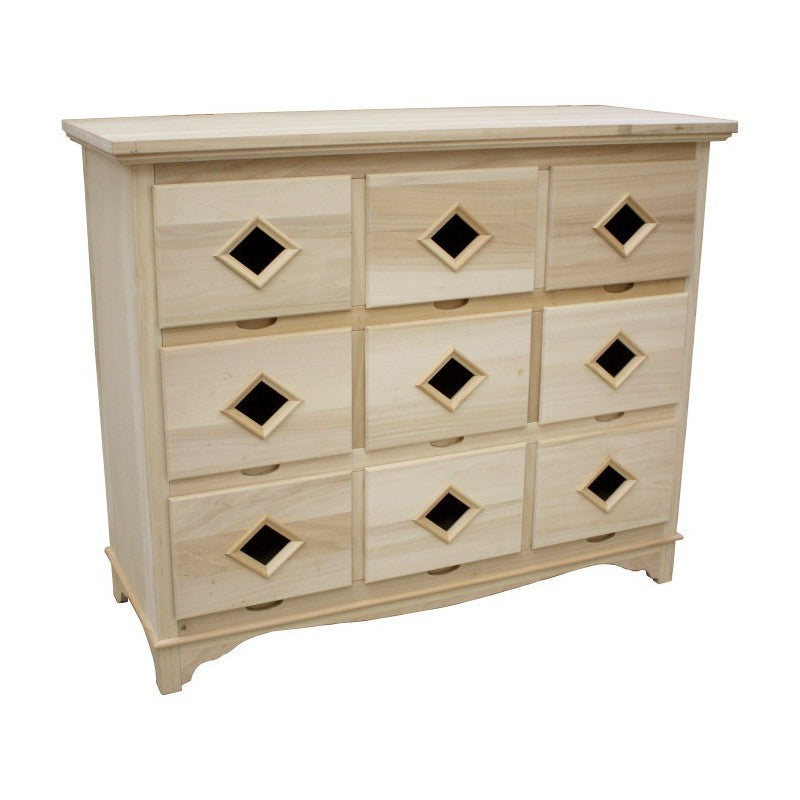 Cassettiera classica in legno 9 cassetti grezzo l.147 p.55 h.119 (981) - Mobili 2G