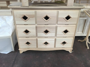 Cassettiera classica in legno 9 cassetti grezzo l.147 p.55 h.119 (981) - Mobili 2G