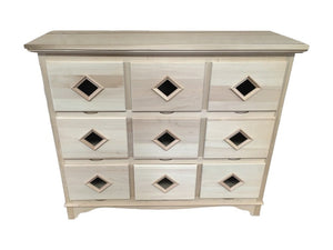 Cassettiera classica in legno 9 cassetti grezzo l.147 p.55 h.119 (981) - Mobili 2G