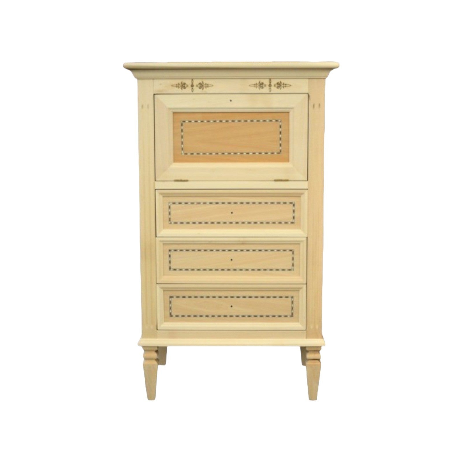 Cassettiera classica in legno grezzo 3 cassetti e ribalta 60x41x100 - Mobili 2G