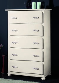 Cassettiera classica onda 5 cassetti in legno avorio l.90 p.50 h.145 - Mobili 2G