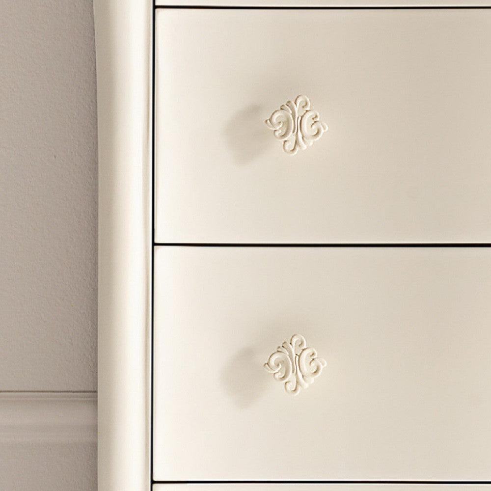 Cassettiera classica sagomata 6 cassetti in legno bianco argento l.86 p.47 h.132 - Mobili 2G