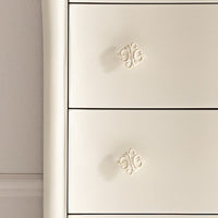 Cassettiera classica sagomata 6 cassetti in legno bianco argento l.86 p.47 h.132 - Mobili 2G