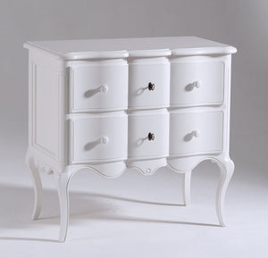 Cassettiera comodino arte povera 2 cassetti bombata legno shabby bianco 83x46x80 (1301) - Mobili 2G