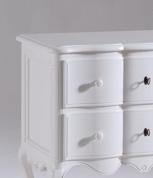 Cassettiera comodino arte povera 2 cassetti bombata legno shabby bianco 83x46x80 (1301) - Mobili 2G