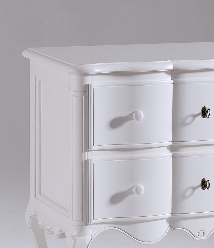 Cassettiera comodino arte povera 2 cassetti bombata legno shabby bianco 83x46x80 (1301) - Mobili 2G