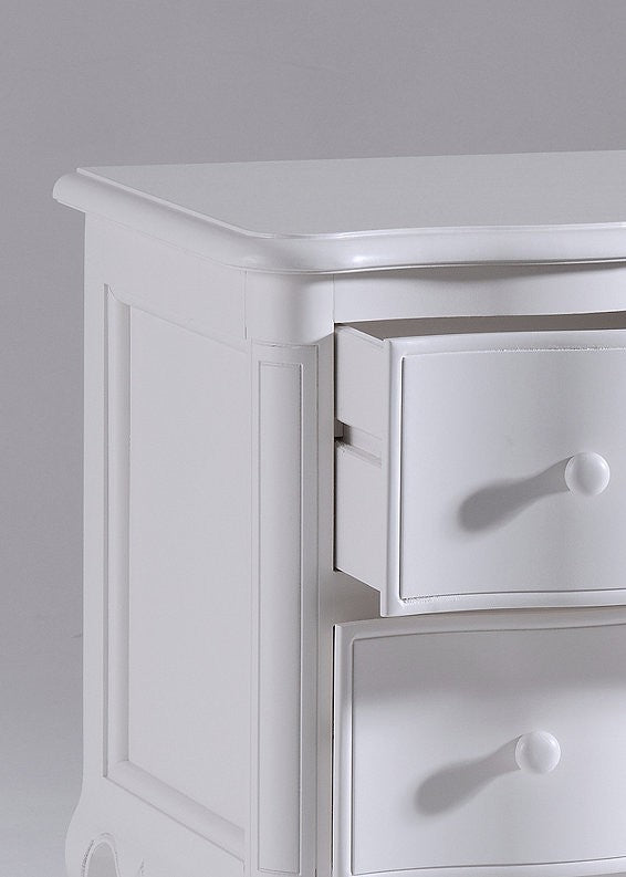 Cassettiera comodino arte povera 2 cassetti bombata legno shabby bianco 83x46x80 (1301) - Mobili 2G