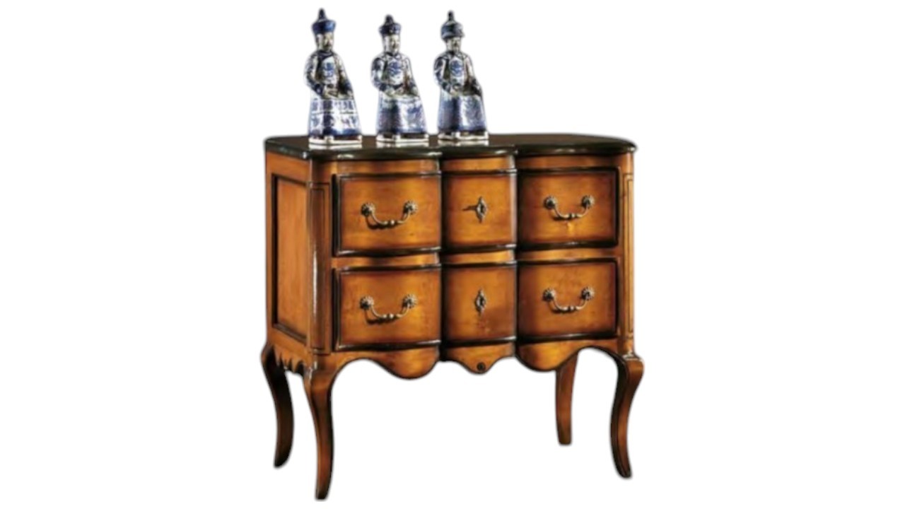 Cassettiera comodino classico 2 cassetti bombata legno bassano 83x46x80 (581) - Mobili 2G