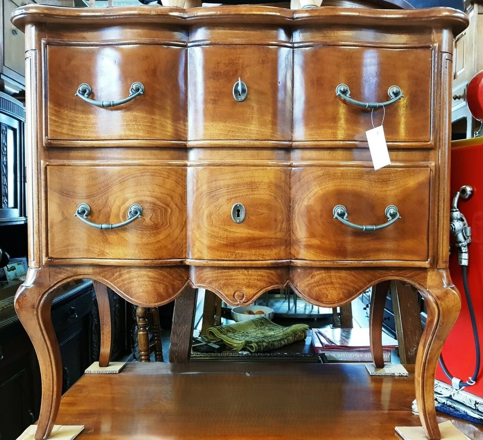 Cassettiera comodino classico 2 cassetti bombata legno bassano 83x46x80 (581) - Mobili 2G