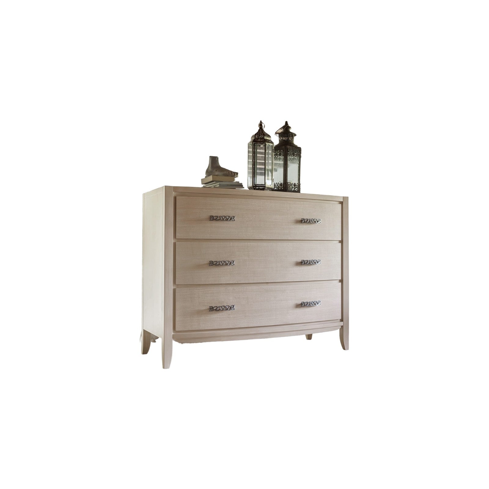 Cassettiera contemporanea 4 cassetti con decoro onda in legno l.130 p.53 h.105 - Mobili 2G