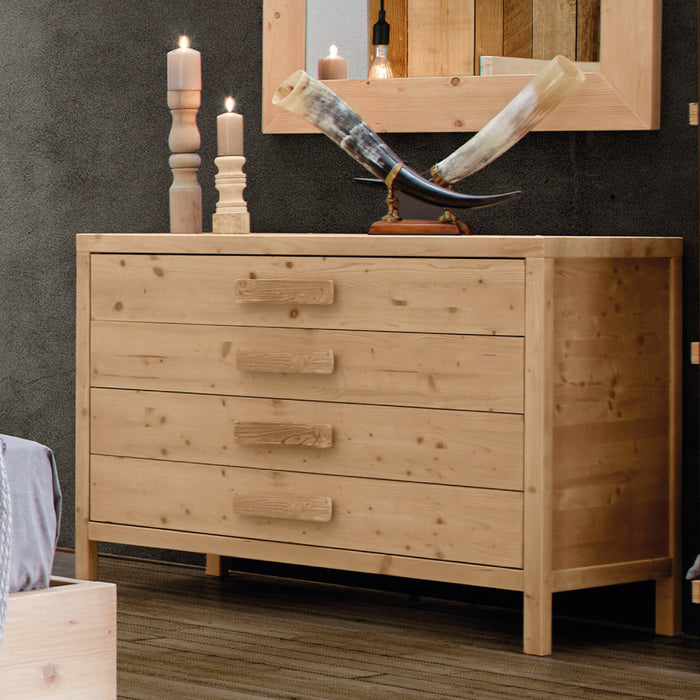Cassettiera cortina 4 cassetti in legno massello di abete 120x55x80 (3303) - Mobili 2G