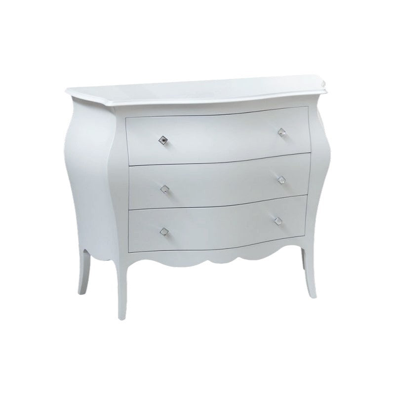 Cassettiera sagomata 3 cassetti legno bianco swarovski 116x42x85 - Mobili 2G