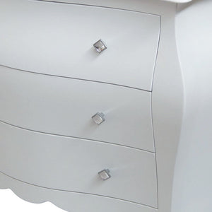 Cassettiera sagomata 3 cassetti legno bianco swarovski 116x42x85 - Mobili 2G