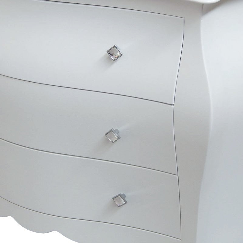 Cassettiera sagomata 3 cassetti legno bianco swarovski 116x42x85 - Mobili 2G