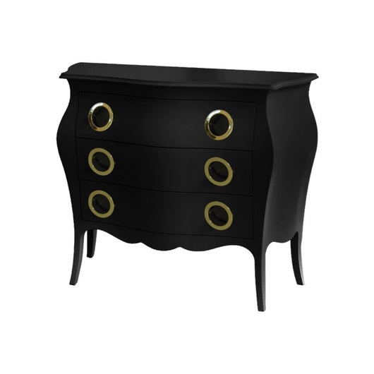 Cassettiera sagomata 3 cassetti legno laccato nero opaco 116x42x85 - Mobili 2G