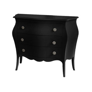 Cassettiera sagomata 3 cassetti legno laccato nero opaco 116x42x85 - Mobili 2G