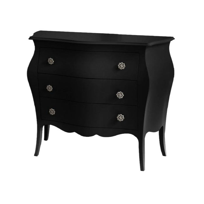 Cassettiera sagomata 3 cassetti legno laccato nero opaco 116x42x85 - Mobili 2G