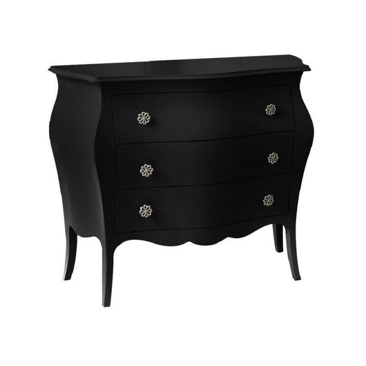 Cassettiera sagomata 3 cassetti legno laccato nero opaco 116x42x85 - Mobili 2G