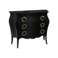 Cassettiera sagomata 3 cassetti legno laccato nero opaco 116x42x85 - Mobili 2G